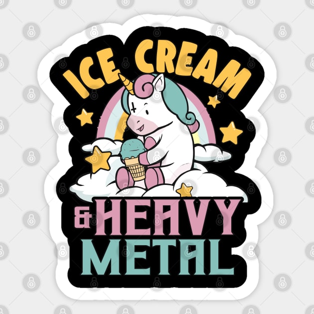 Ice Cream & Heavy Metal Unicorn Rainbow Funny Retro Death Metal Sticker by Kuehni